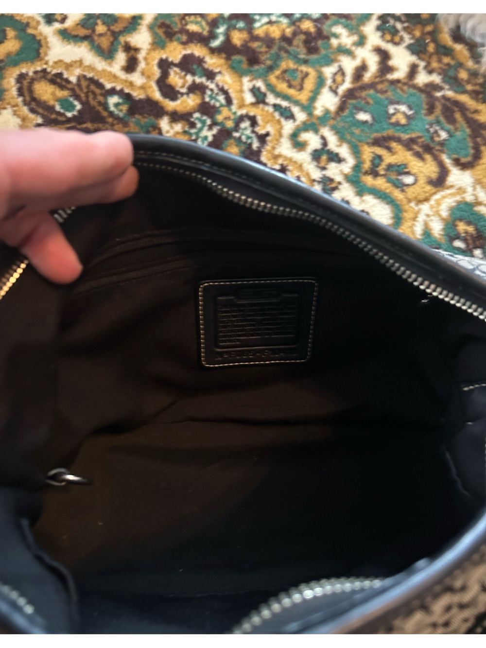 Vintage Y2K Coach Signature Jacquard and Leather Shoulder Bag in Gray/Black - Picture 11 of 11